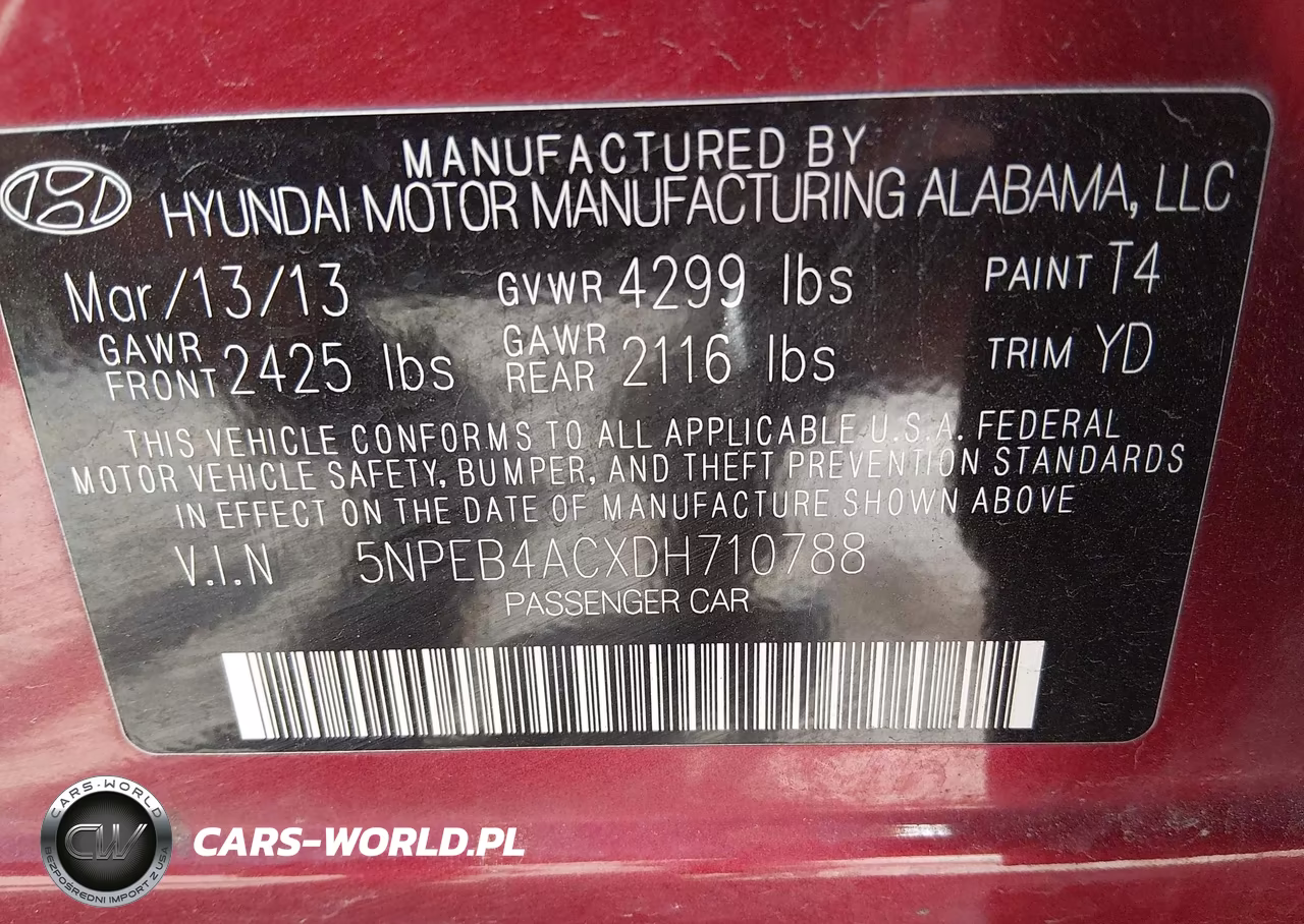 2013 Hyundai Sonata Gls VIN:5NPEB4ACXDH710788 - 9