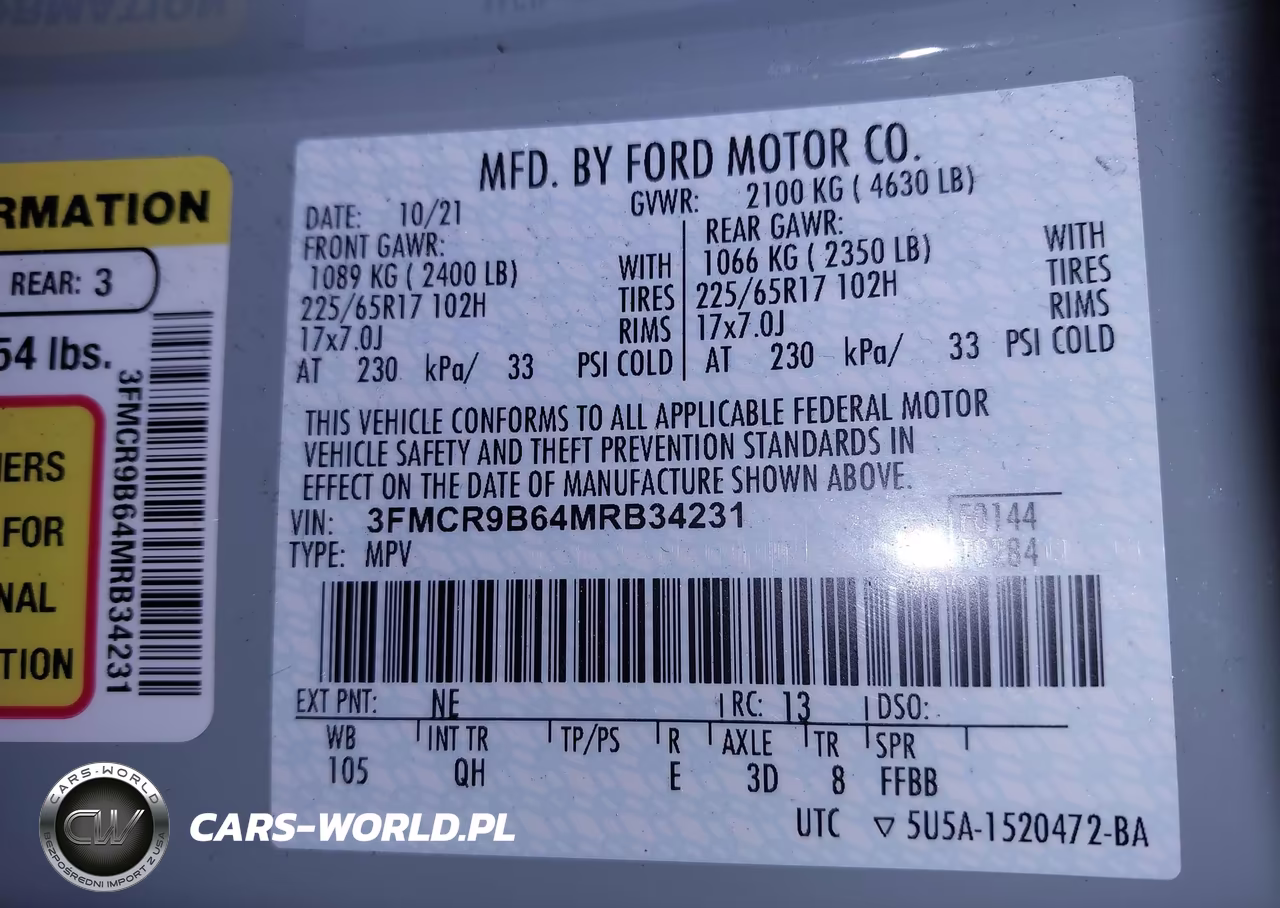 2021 Ford Bronco Sport Big Bend VIN:3FMCR9B64MRB34231 - 9