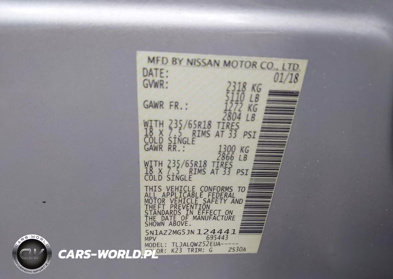 2018 Nissan Murano Sv VIN:5N1AZ2MG5JN124441 - 9