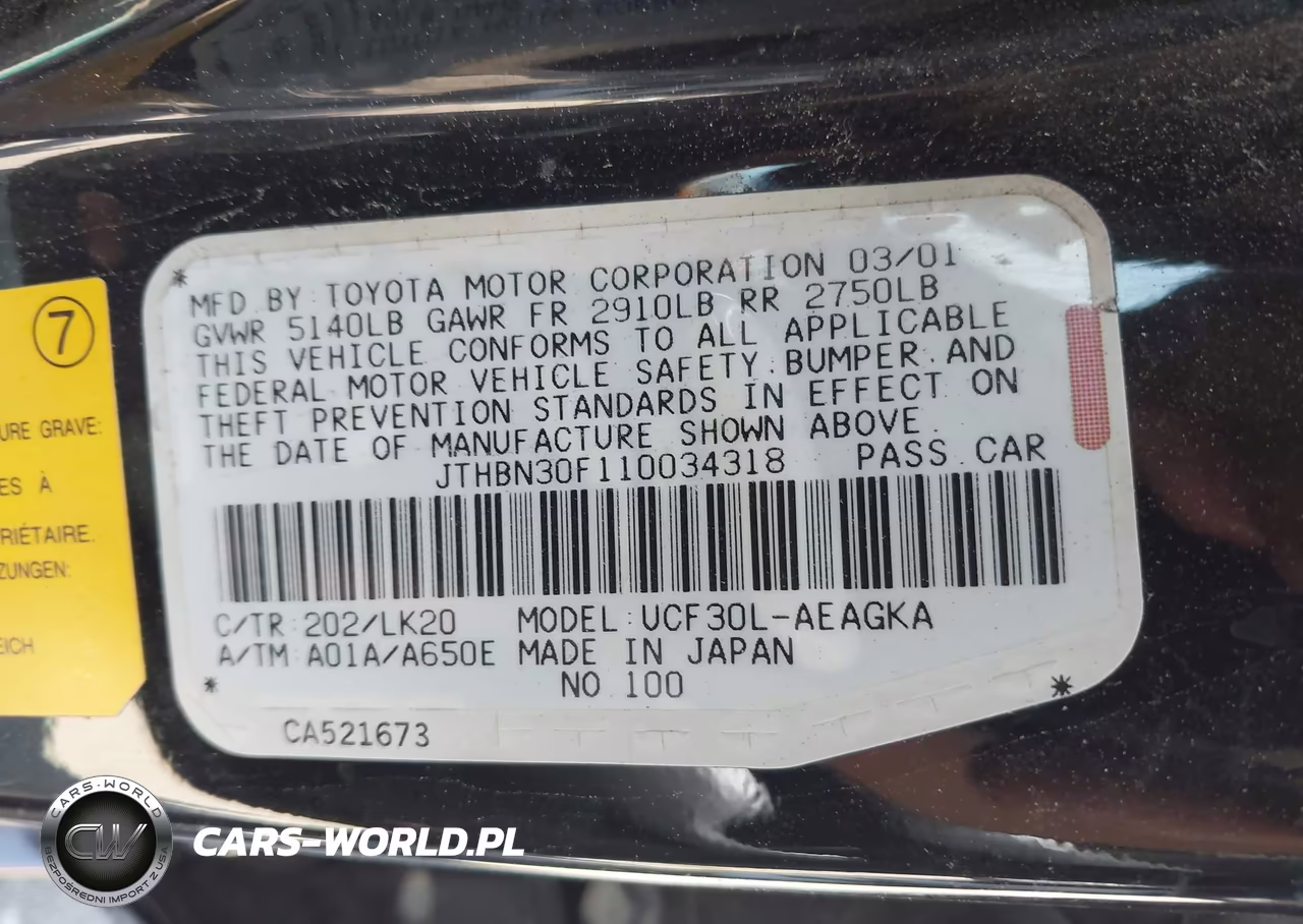 2001 Lexus Ls 430 VIN:JTHBN30F110034318 - 9