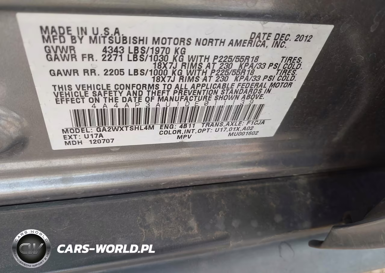 2013 Mitsubishi Outlander Sport Es VIN:4A4AP3AU1DE011139 - 9
