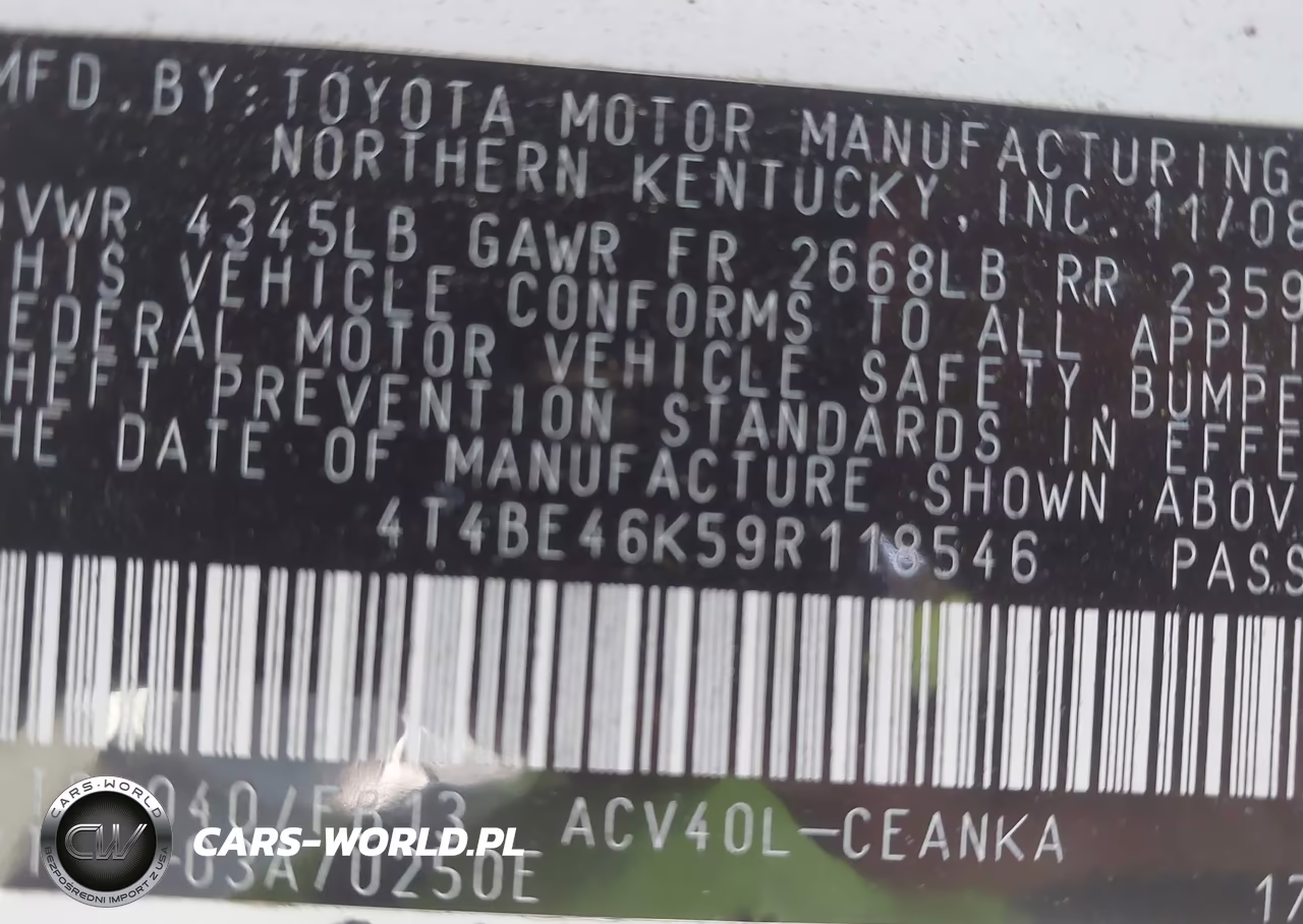 2009 Toyota Camry Le VIN:4T4BE46K59R118546 - 9