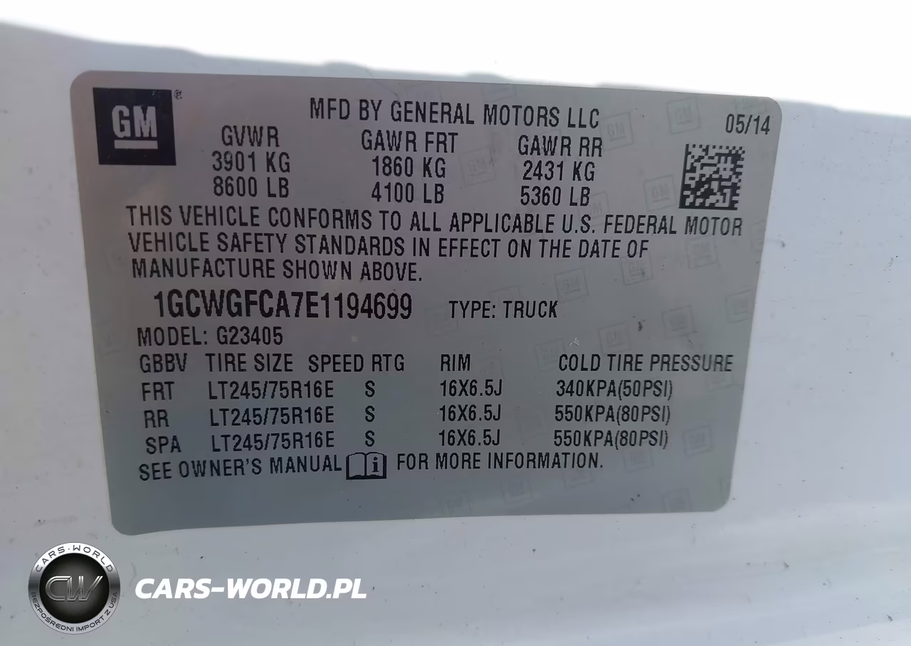 2014 Chevrolet Express 2500 Work Van VIN:1GCWGFCA7E1194699 - 9