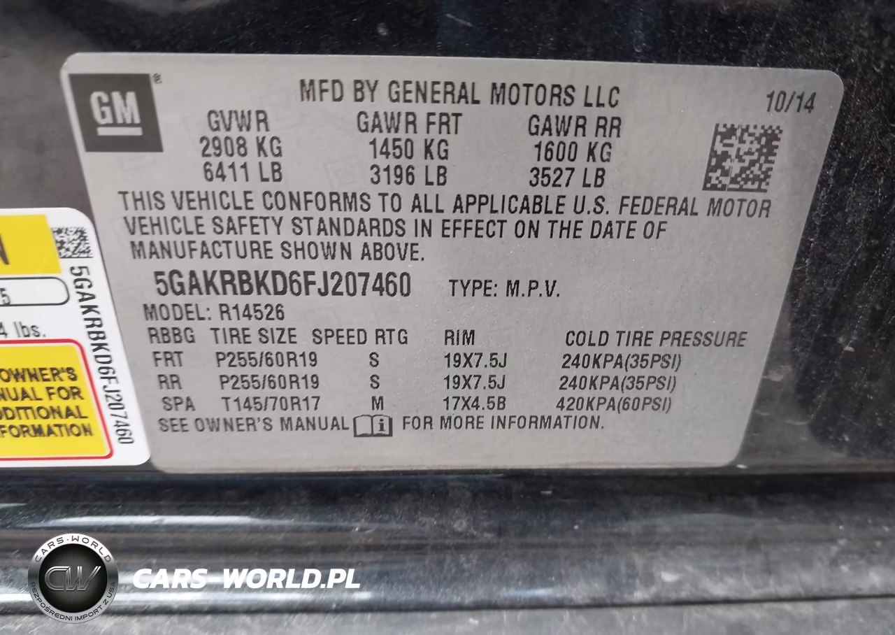 2015 Buick Enclave VIN:5GAKRBKD6FJ207460 - 9