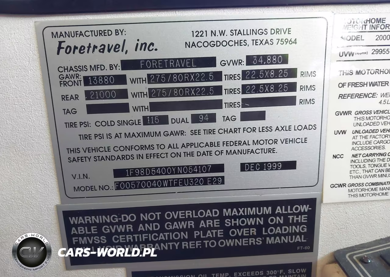 2000 Foretravel U320 VIN:1F98D5400YN054107 - 9