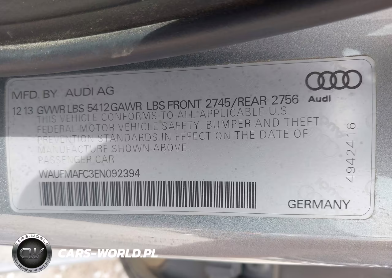 2014 Audi A6 3.0 Tdi Premium Plus VIN:WAUFMAFC3EN092394 - 9