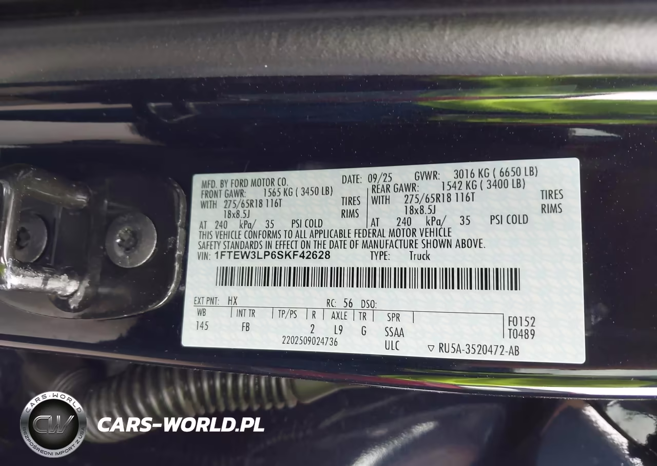 2025 Ford F-150 Xlt VIN:1FTEW3LP6SKF42628 - 9
