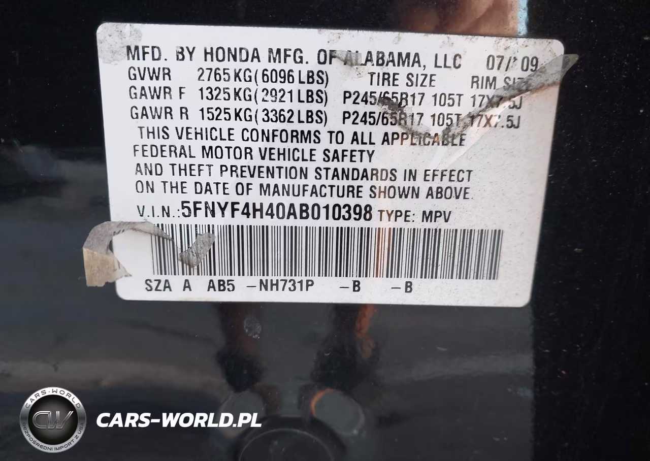 2010 Honda Pilot Ex VIN:5FNYF4H40AB010398 - 9