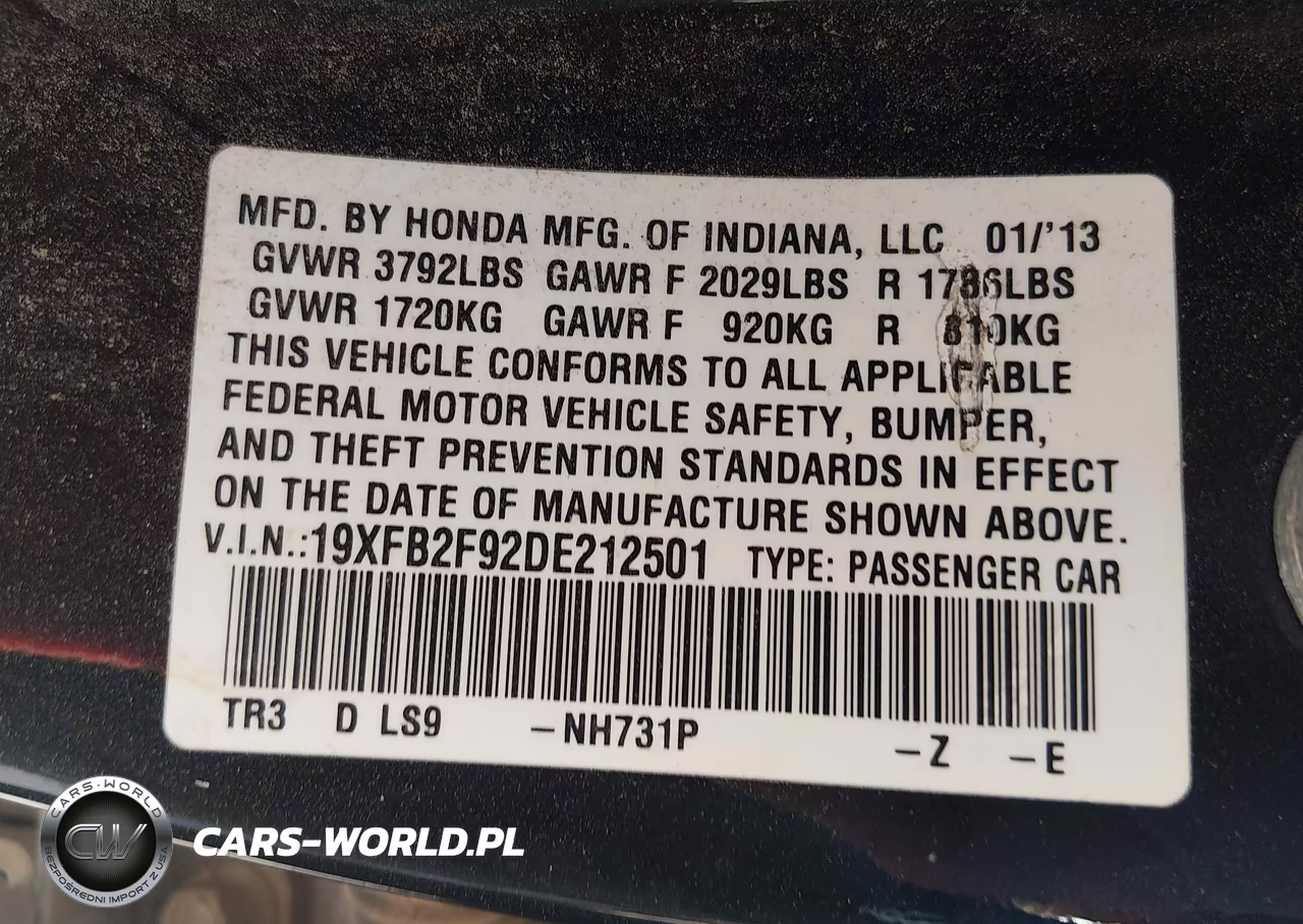 2013 Honda Civic Ex-L VIN:19XFB2F92DE212501 - 9