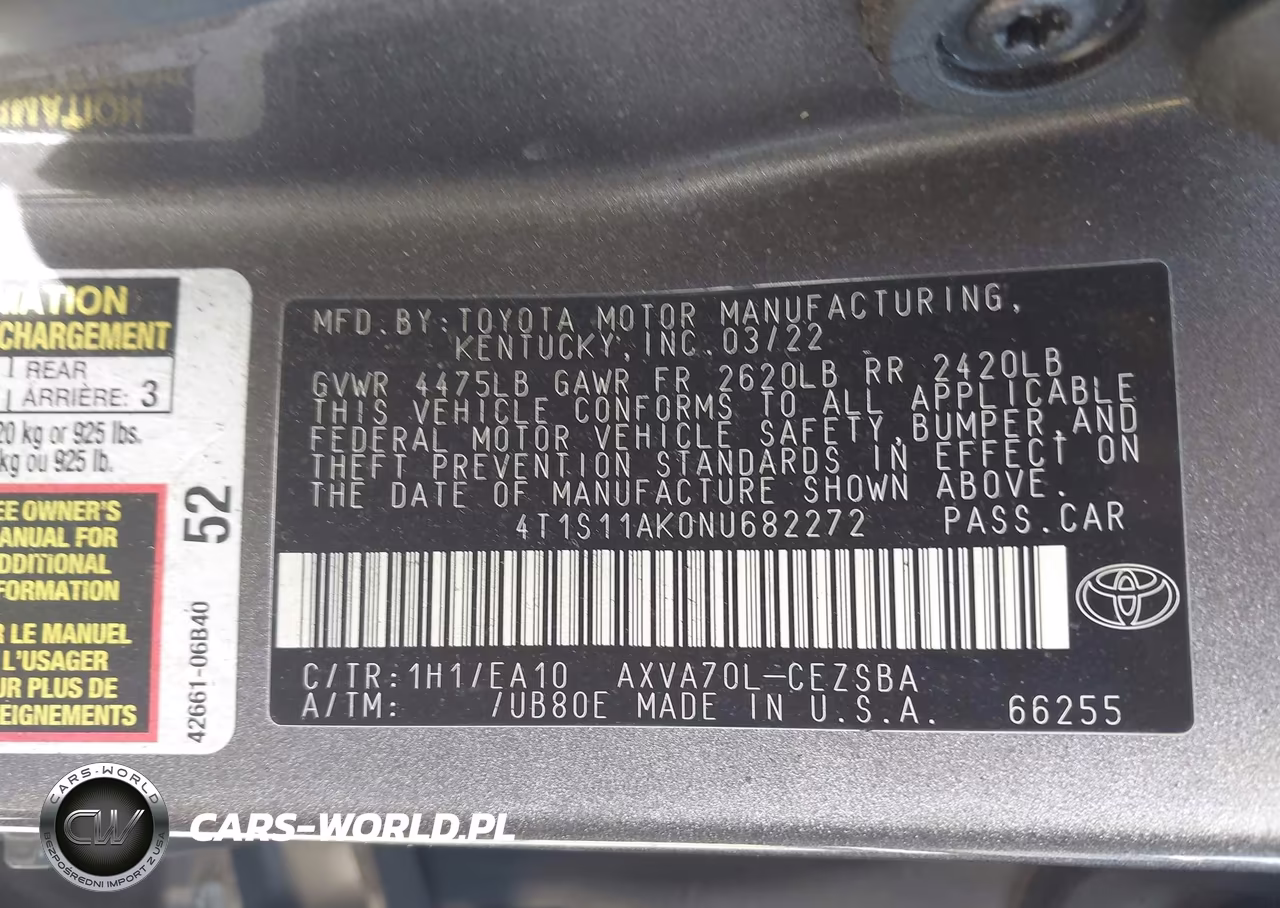2022 Toyota Camry Se VIN:4T1S11AK0NU682272 - 9