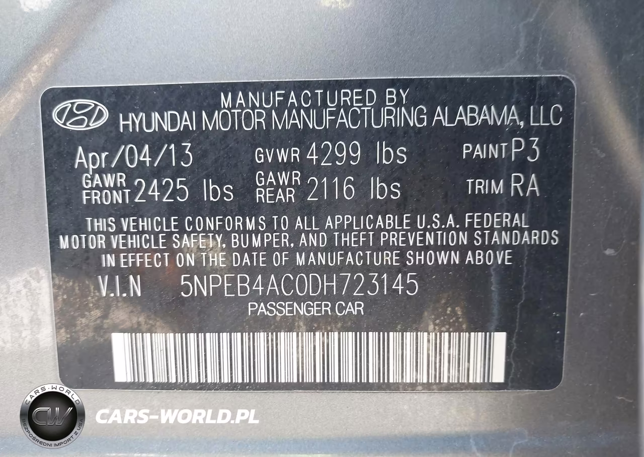 2013 Hyundai Sonata Gls VIN:5NPEB4AC0DH723145 - 9