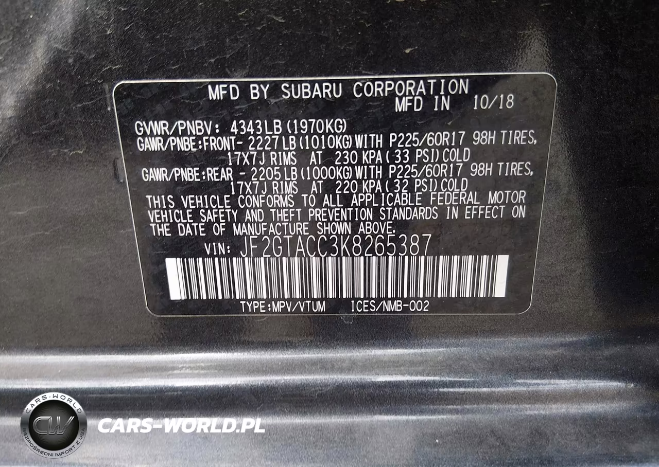 2019 Subaru Crosstrek 2.0I Premium VIN:JF2GTACC3K8265387 - 9
