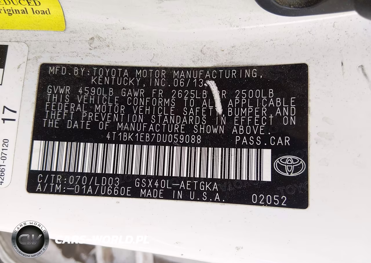 2013 Toyota Avalon Xle VIN:4T1BK1EB7DU059088 - 9