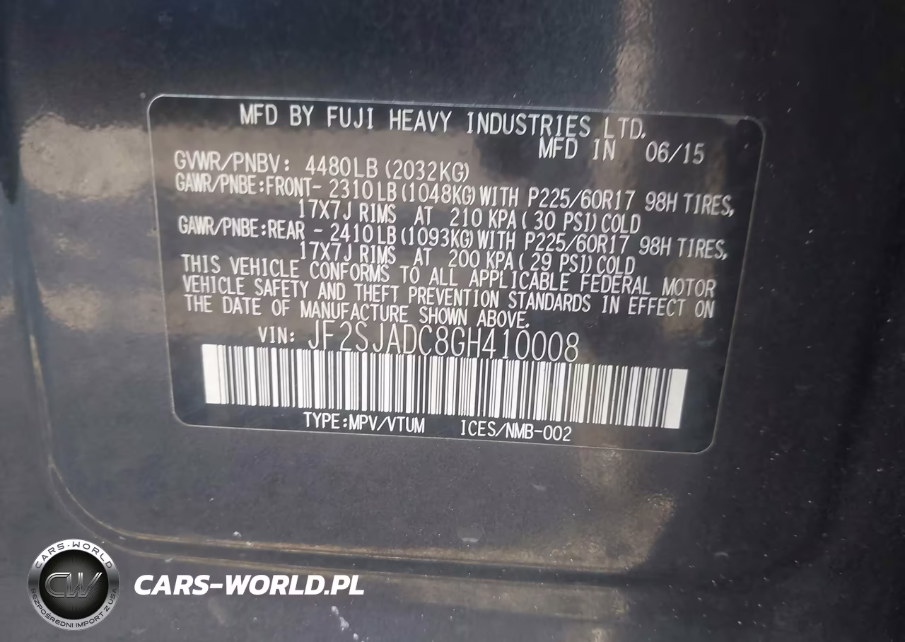 2016 Subaru Forester 2.5I Premium VIN:JF2SJADC8GH410008 - 9