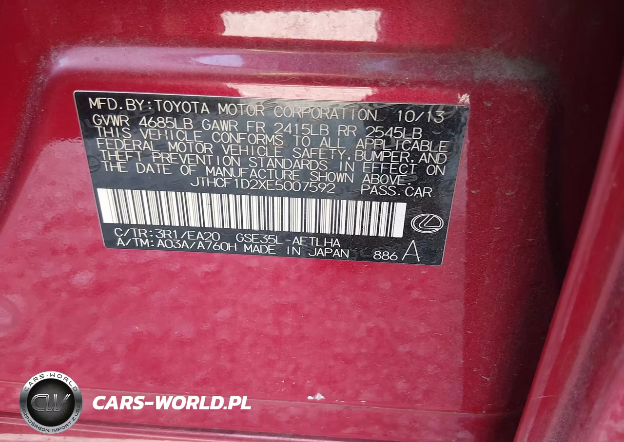 2014 Lexus Is 250 VIN:JTHCF1D2XE5007592 - 9