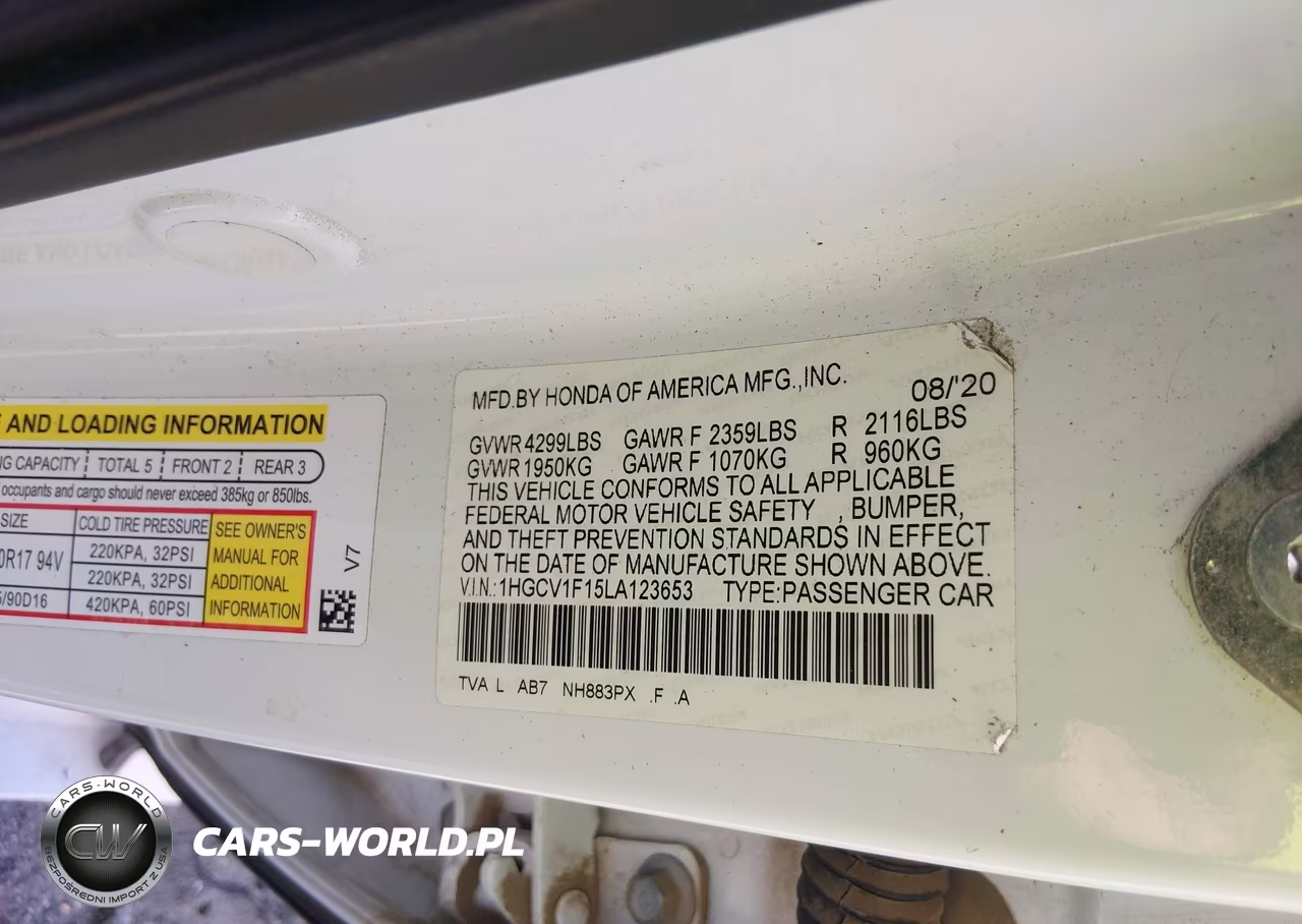 2020 Honda Accord Lx VIN:1HGCV1F15LA123653 - 9