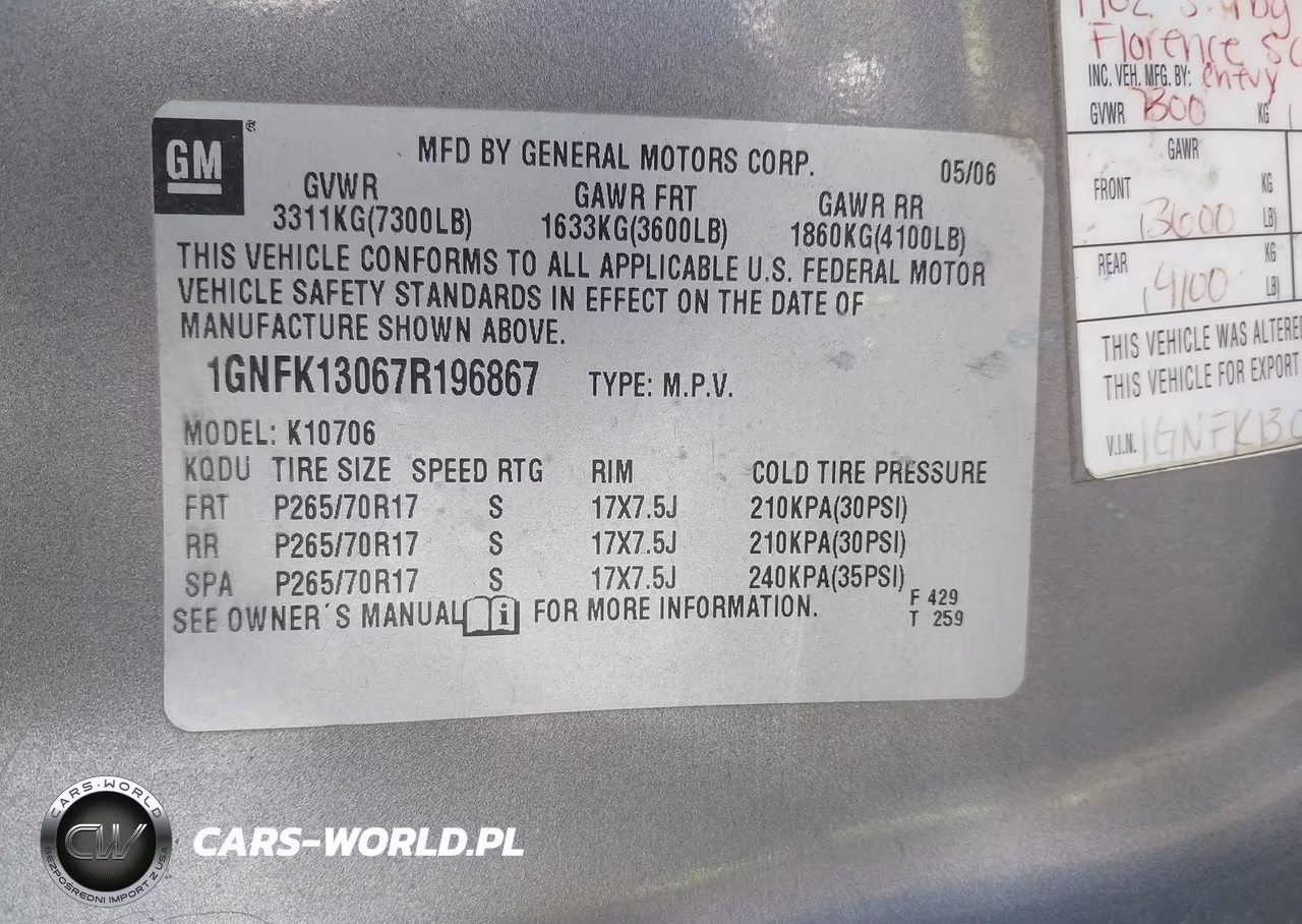 2007 Chevrolet Tahoe Lt VIN:1GNFK13067R196867 - 9