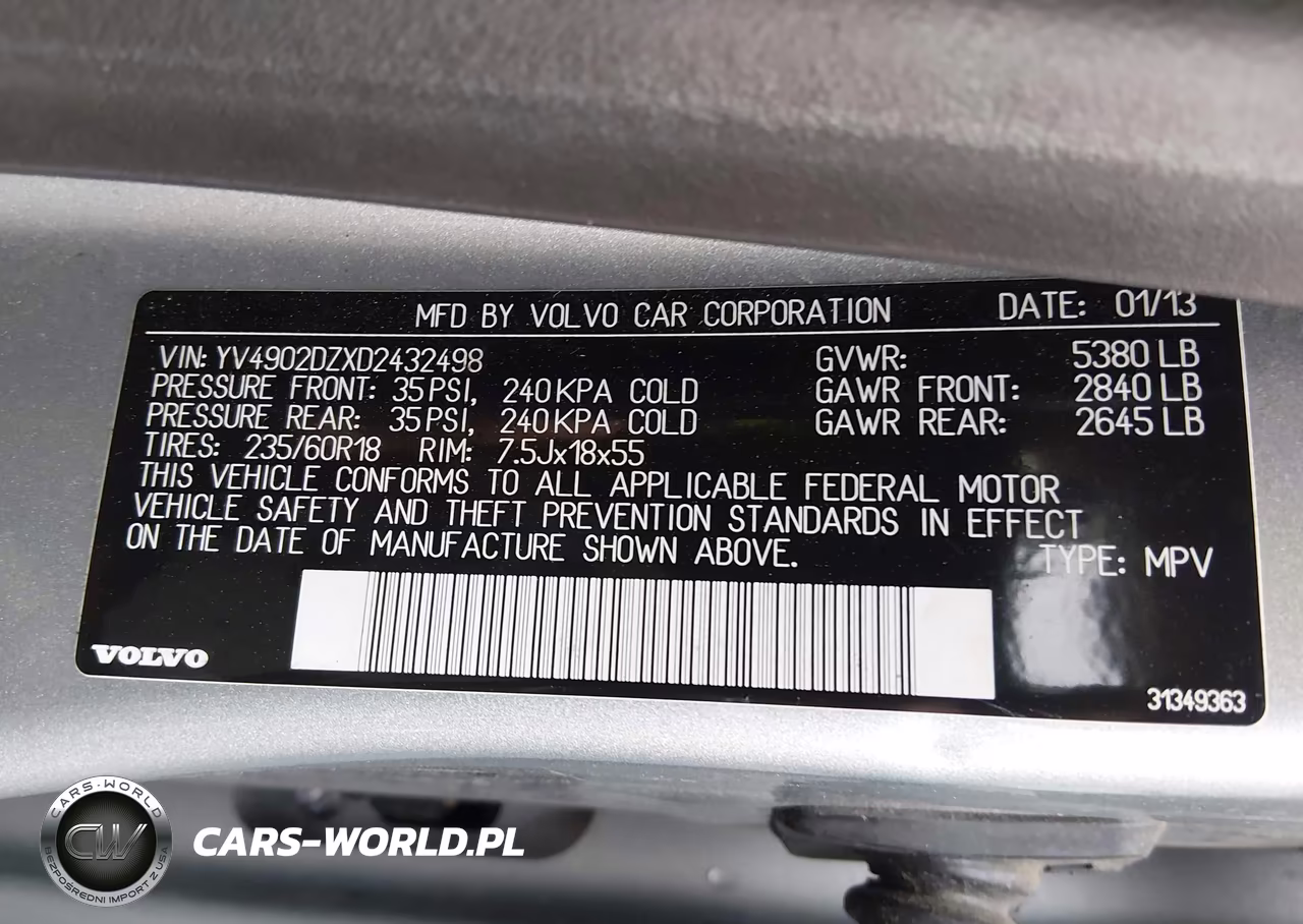 2013 Volvo Xc60 T6 VIN:YV4902DZXD2432498 - 9
