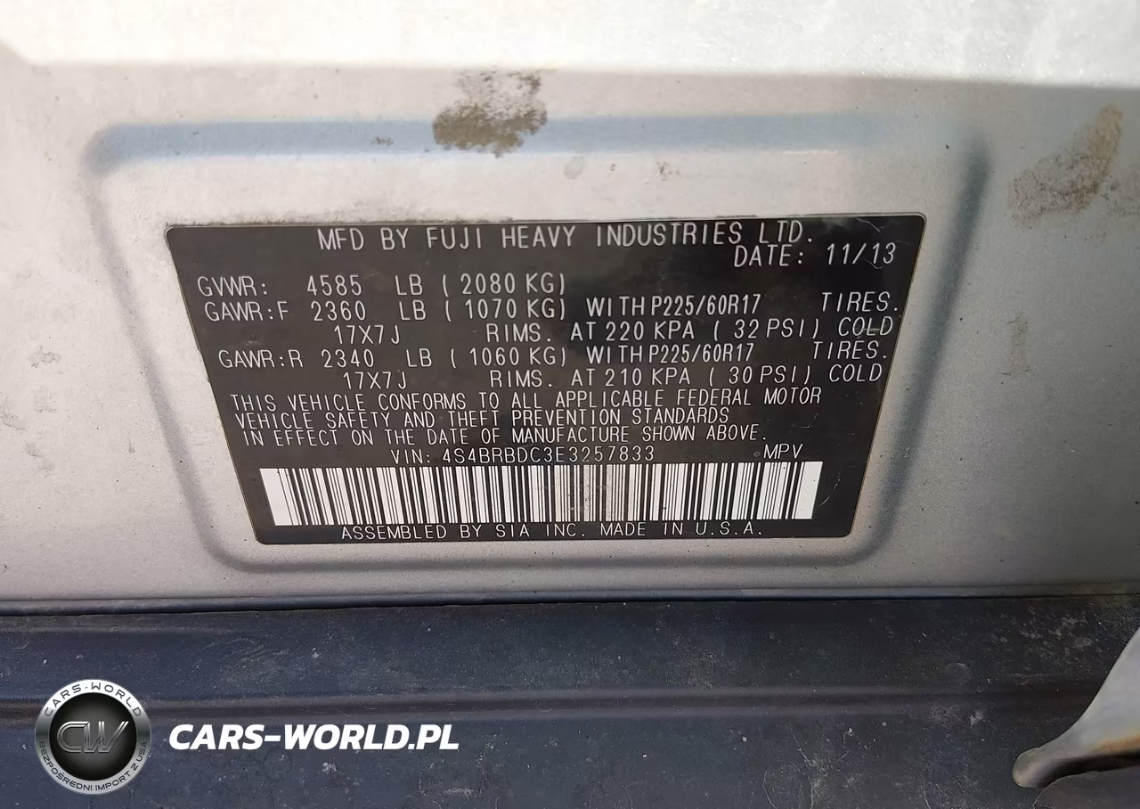 2014 Subaru Outback 2.5I Premium VIN:4S4BRBDC3E3257833 - 9