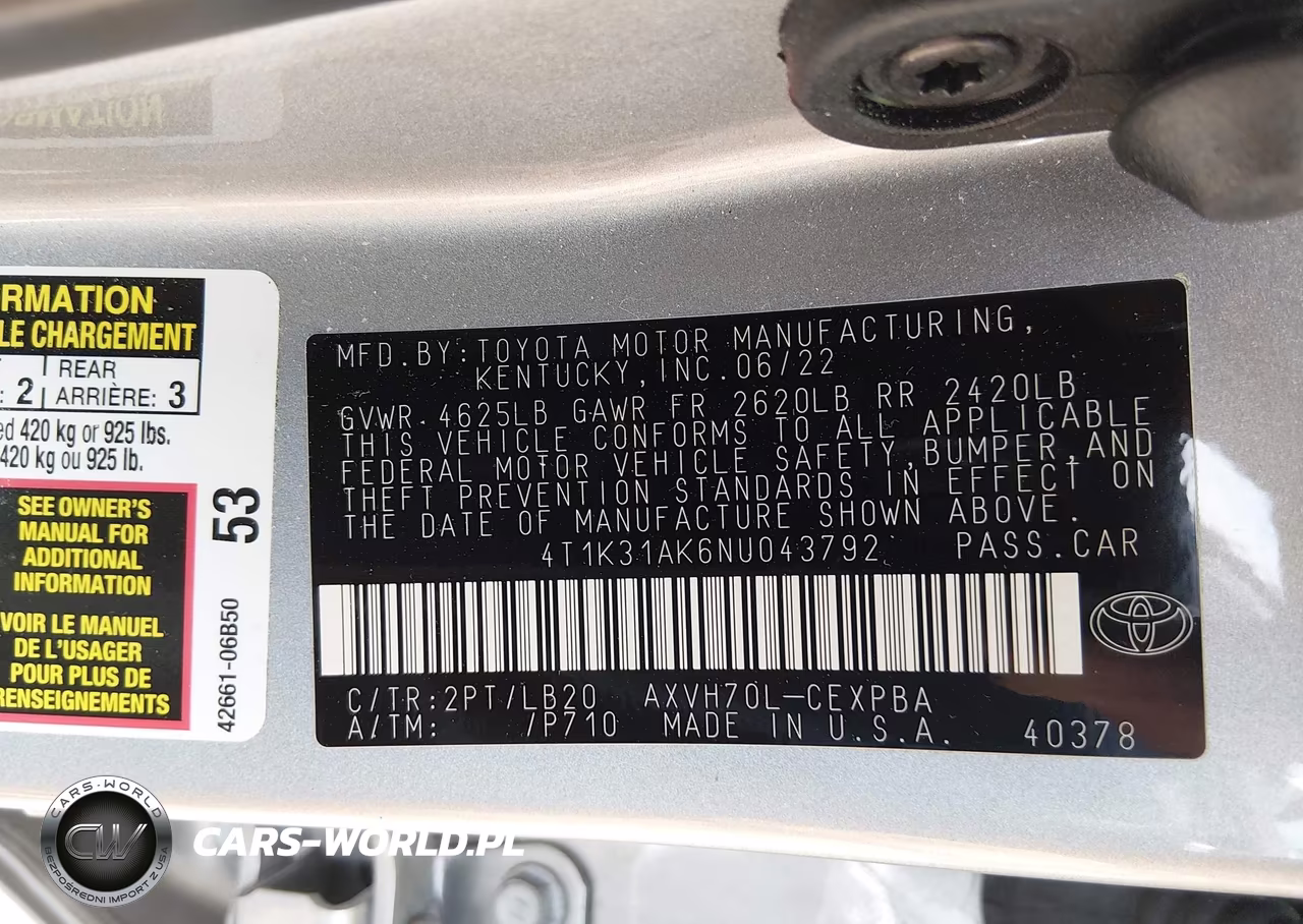 2022 Toyota Camry Xse Hybrid VIN:4T1K31AK6NU043792 - 9