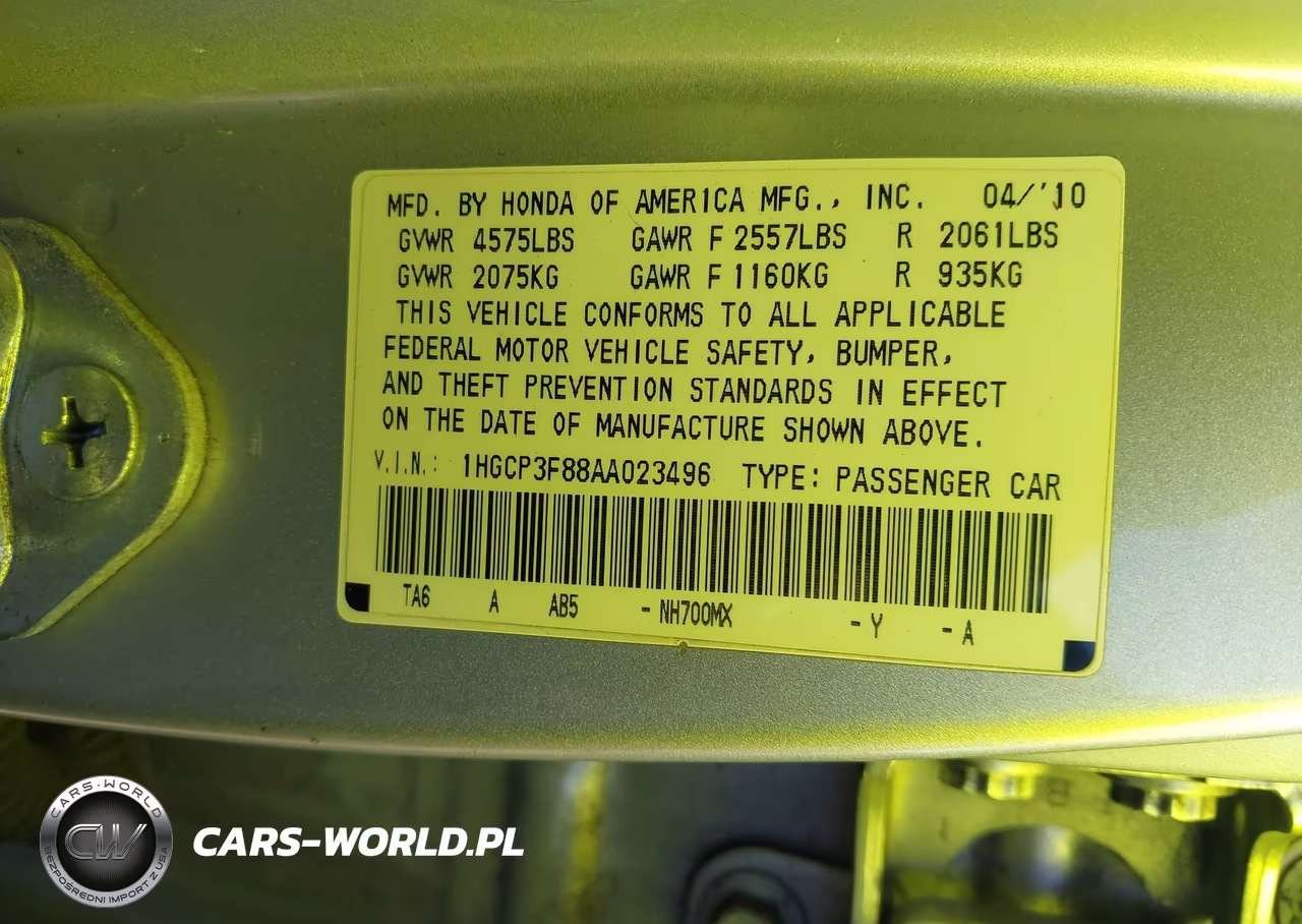 2010 Honda Accord 3.5 Ex-L VIN:1HGCP3F88AA023496 - 9