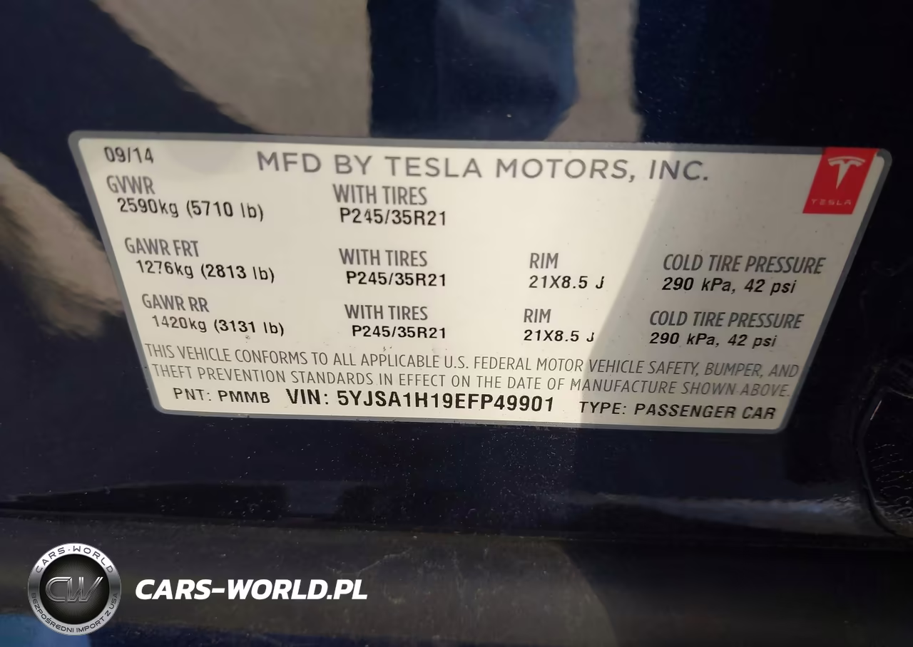 2014 Tesla Model S P85 VIN:5YJSA1H19EFP49901 - 9