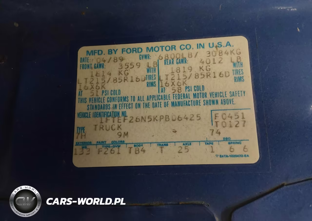 1989 Ford F250 VIN:1FTEF26N5KPB06425 - 9