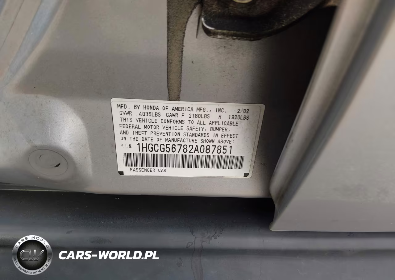 2002 Honda Accord 2.3 Se VIN:1HGCG56782A087851 - 9