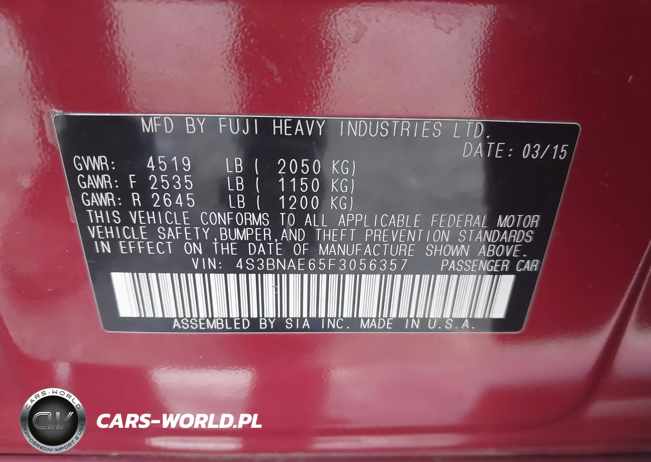 2015 Subaru Legacy 2.5I Premium VIN:4S3BNAE65F3056357 - 9