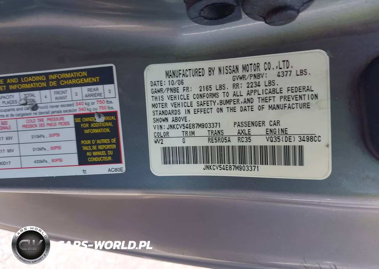 2007 Infiniti G35 VIN:JNKCV54E87M903371 - 9