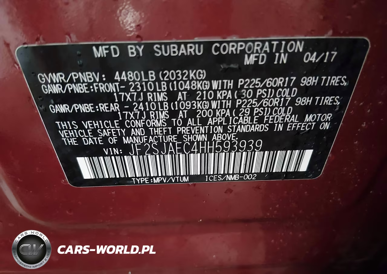 2017 Subaru Forester 2.5I Premium VIN:JF2SJAEC4HH593939 - 9