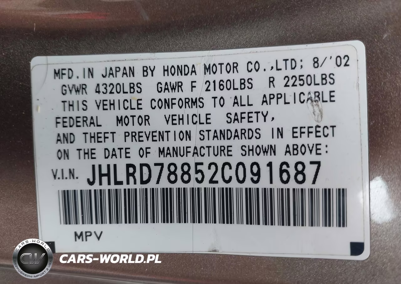2002 Honda Cr-V Ex VIN:JHLRD78852C091687 - 9