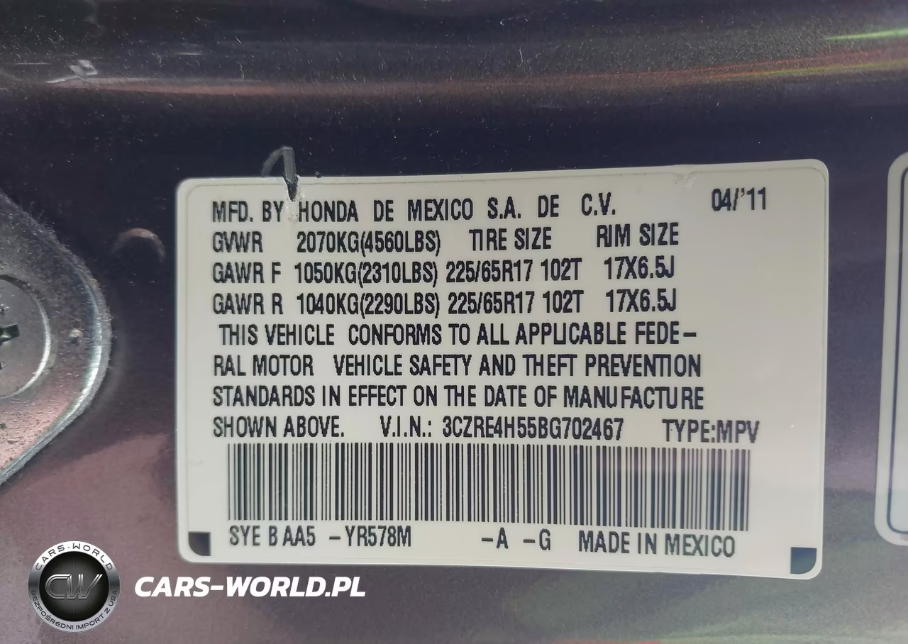 2011 Honda Cr-V Ex VIN:3CZRE4H55BG702467 - 9