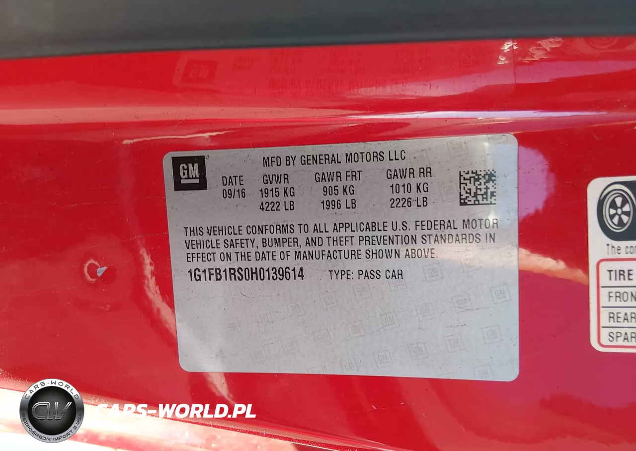 2017 Chevrolet Camaro 1Lt VIN:1G1FB1RS0H0139614 - 9