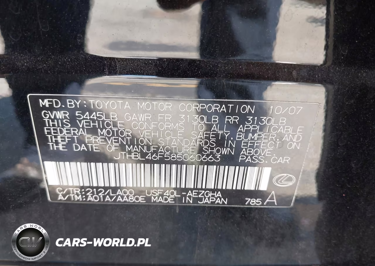 2008 Lexus Ls 460 VIN:JTHBL46F585060663 - 9