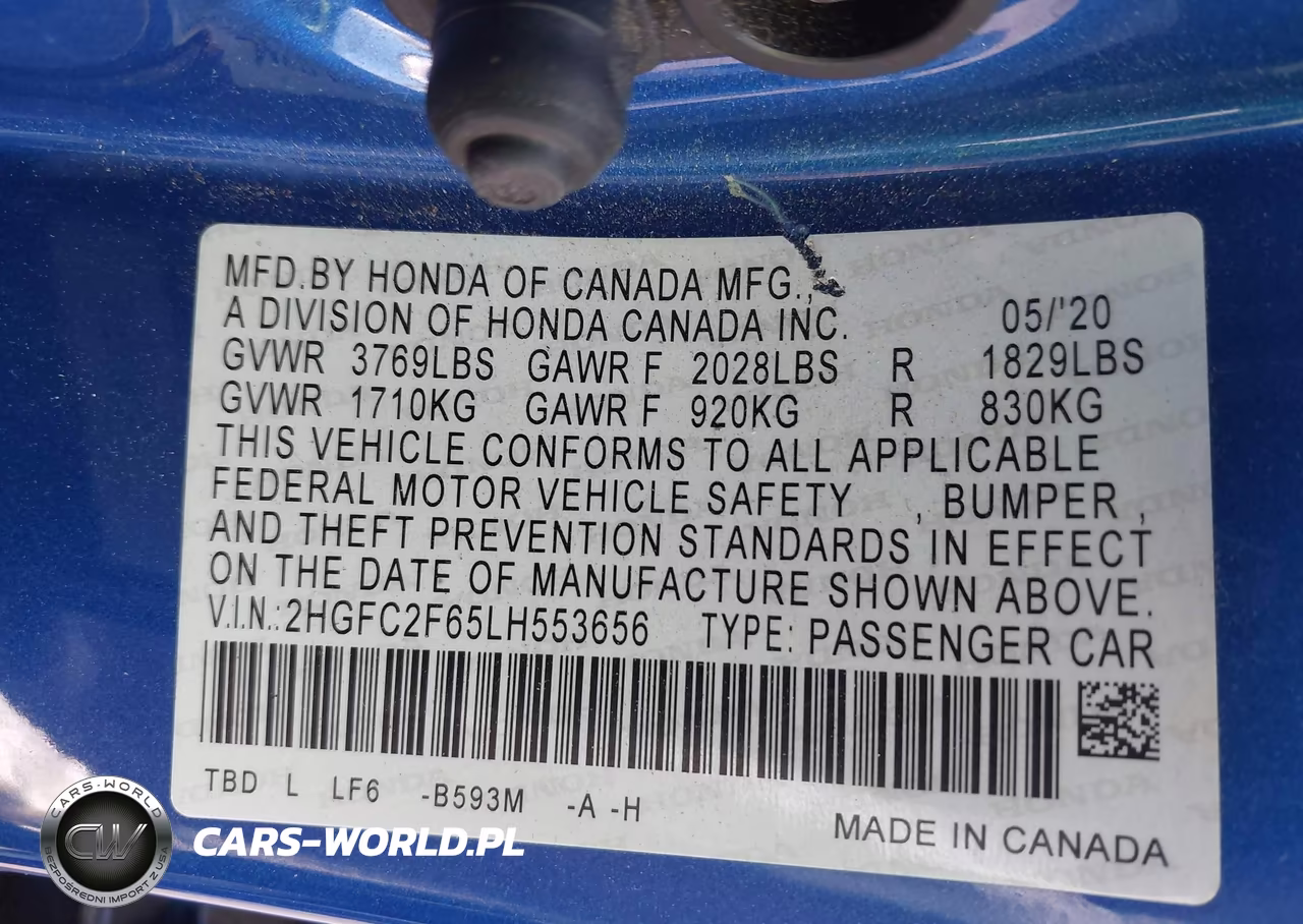 2020 Honda Civic Lx VIN:2HGFC2F65LH553656 - 9