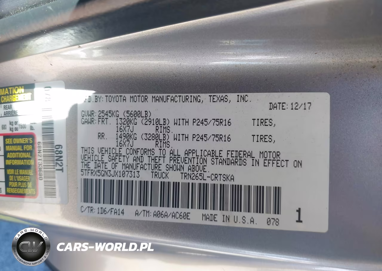 2018 Toyota Tacoma Sr VIN:5TFRX5GN3JX107313 - 9