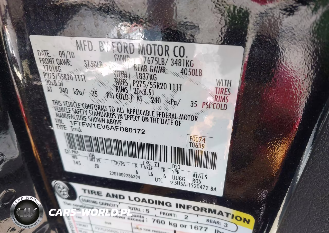 2010 Ford F-150 Fx4-Harley-Davidson-King Ranch-Lariat-Platinum-Xl-Xlt VIN:1FTFW1EV6AFD80172 - 9