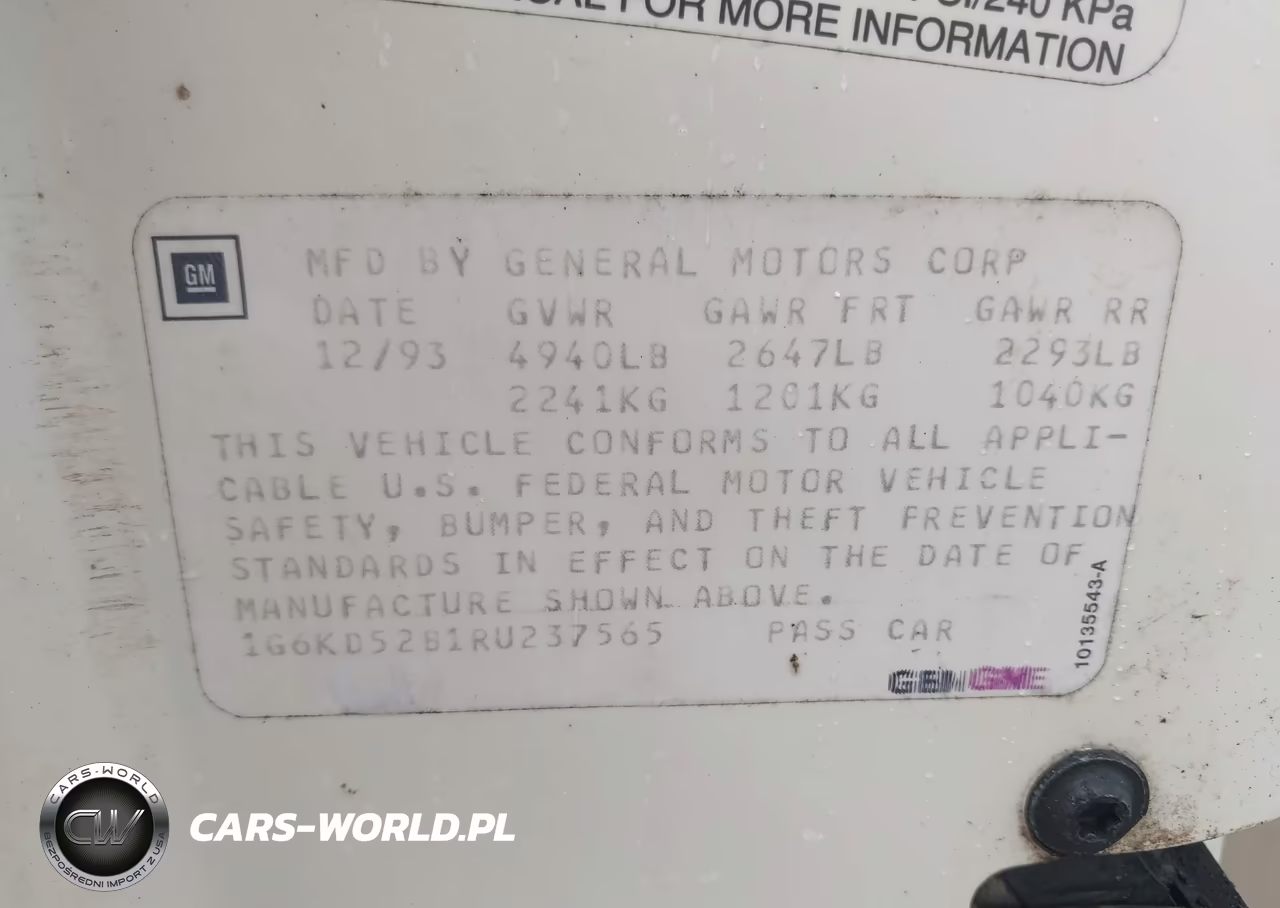 1994 Cadillac Deville VIN:1G6KD52B1RU237565 - 9