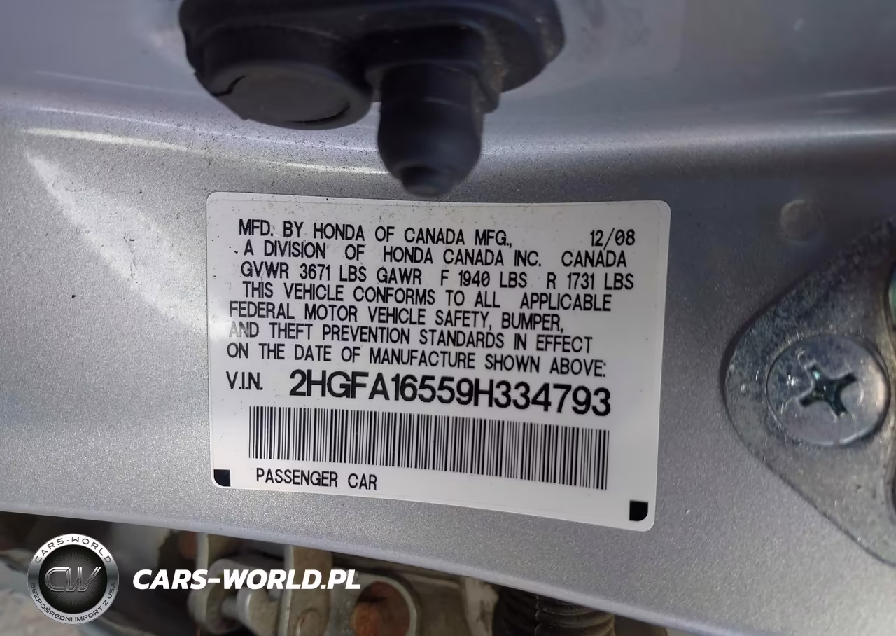 2009 Honda Civic Lx VIN:2HGFA16559H334793 - 9