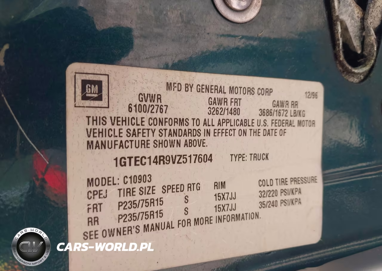 1997 GMC Sierra 1500 Sl Wideside VIN:1GTEC14R9VZ517604 - 9