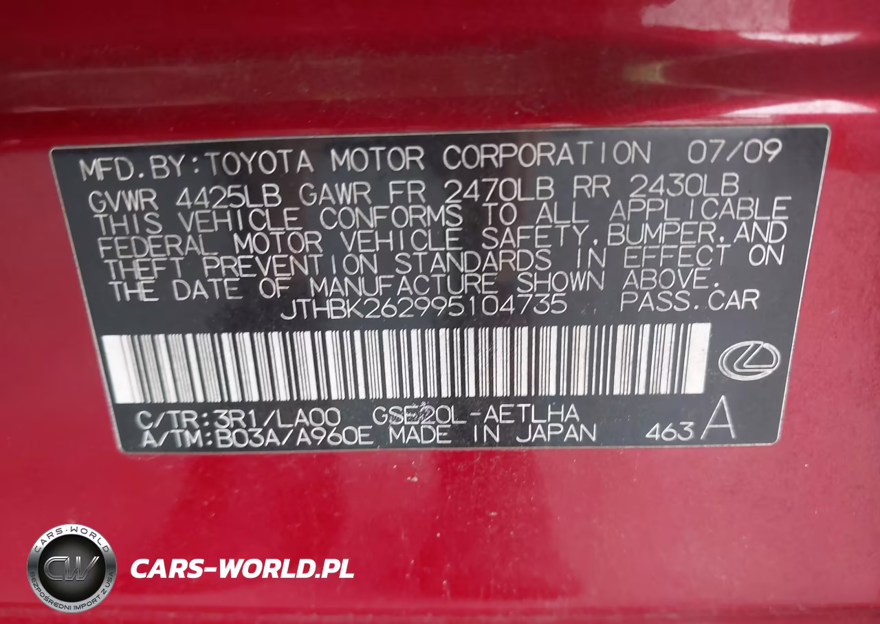 2009 Lexus Is 250 VIN:JTHBK262995104735 - 9