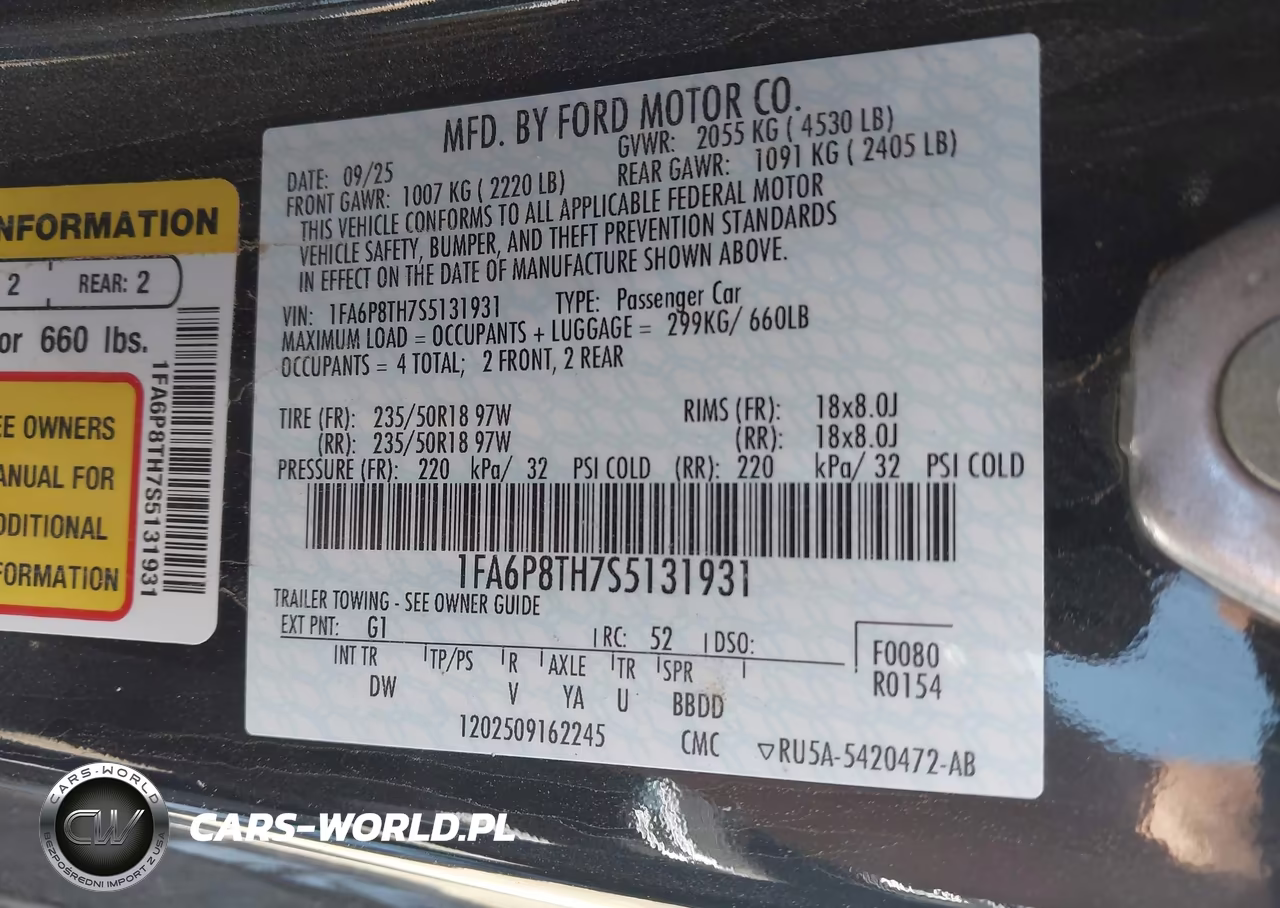 2025 Ford Mustang Ecoboost Fastback VIN:1FA6P8TH7S5131931 - 9