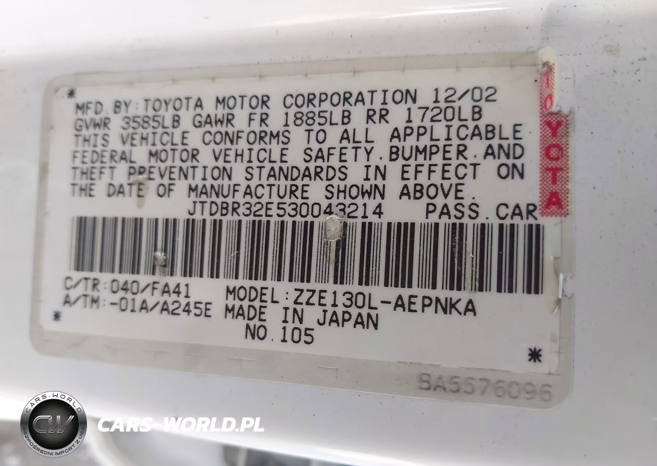 2003 Toyota Corolla Le VIN:JTDBR32E530043214 - 9