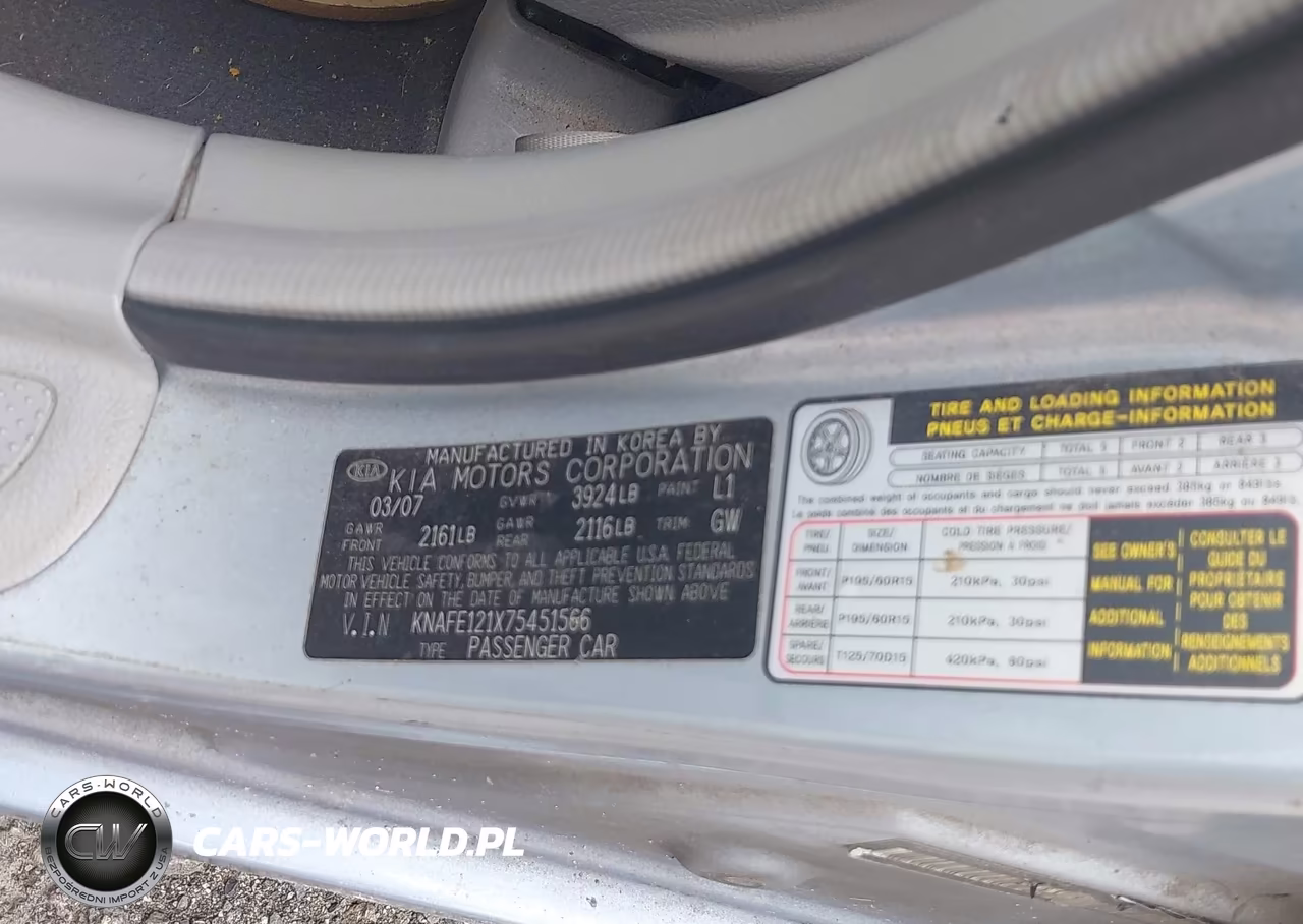 2007 Kia Spectra Ex VIN:KNAFE121X75451566 - 9