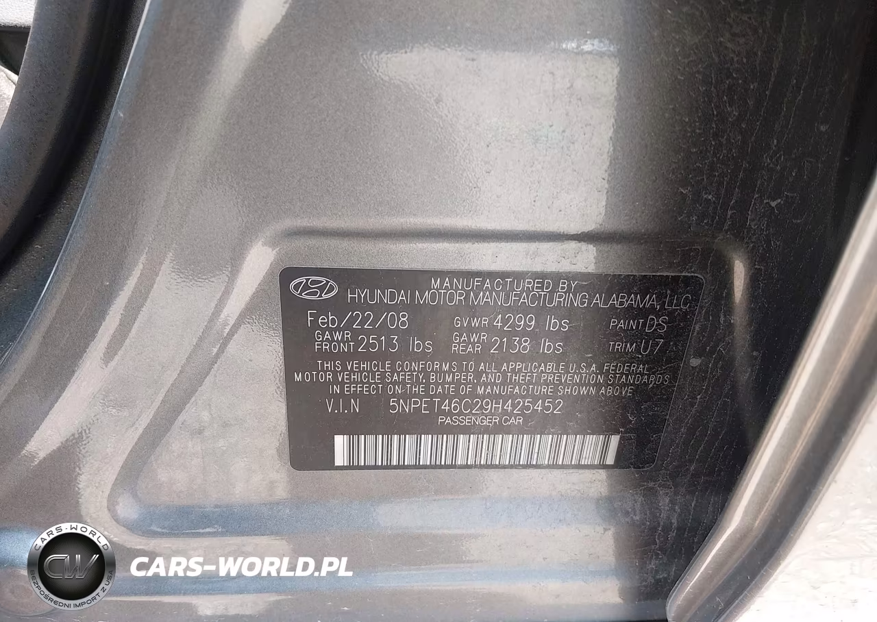 2009 Hyundai Sonata Gls VIN:5NPET46C29H425452 - 9