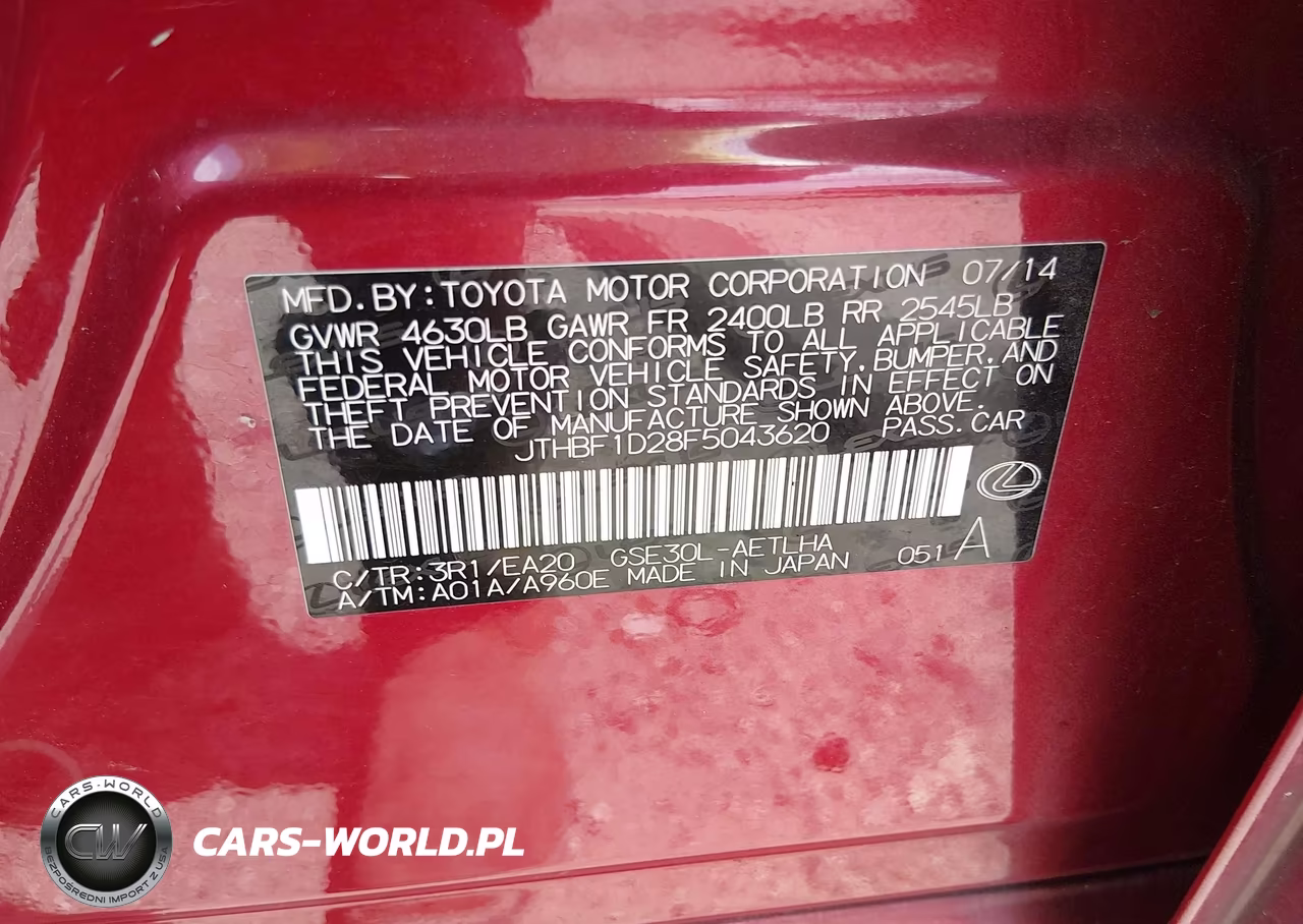 2015 Lexus Is 250 VIN:JTHBF1D28F5043620 - 9