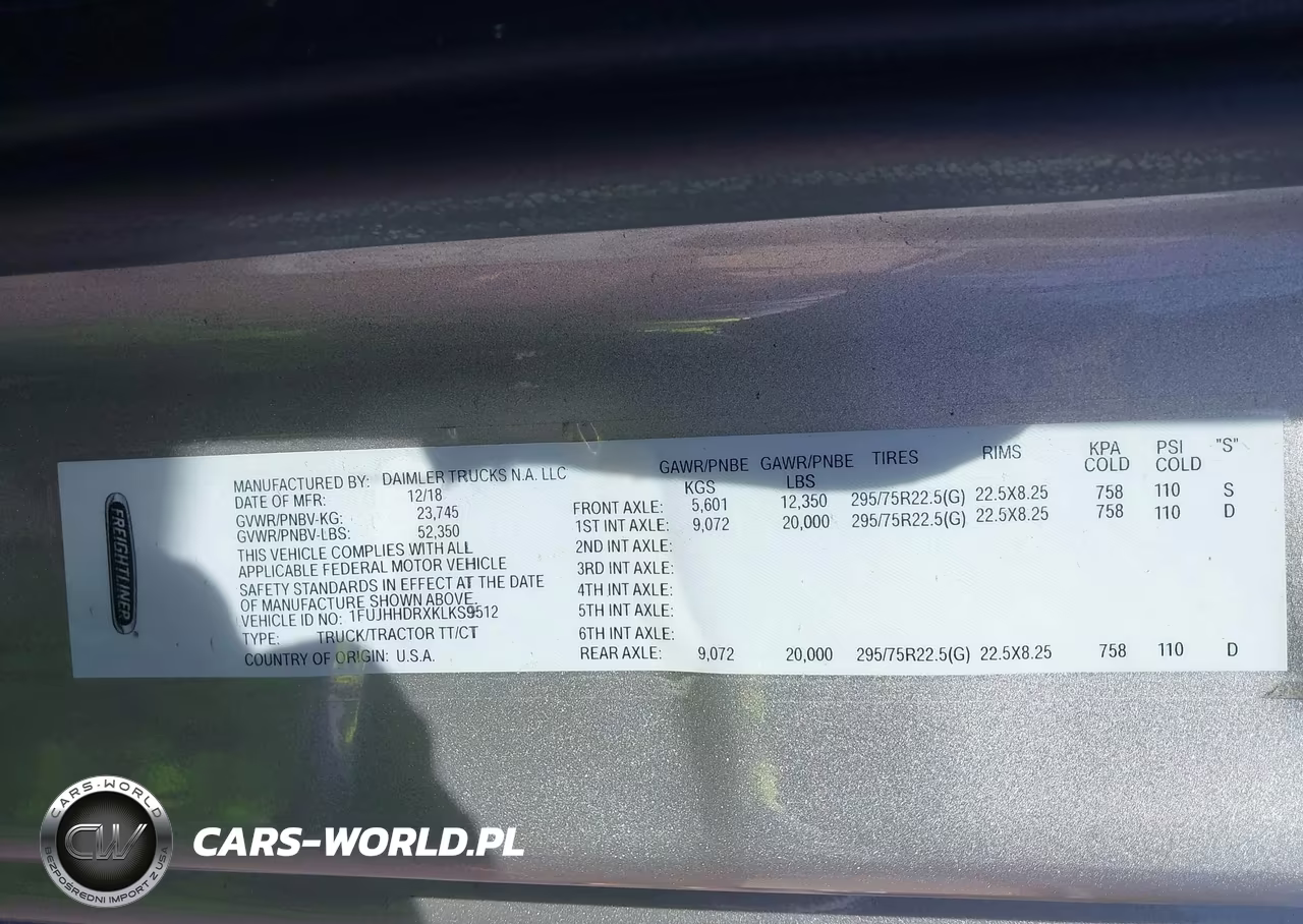 2019 Freightliner New Cascadia 126 VIN:1FUJHHDRXKLKS9512 - 8