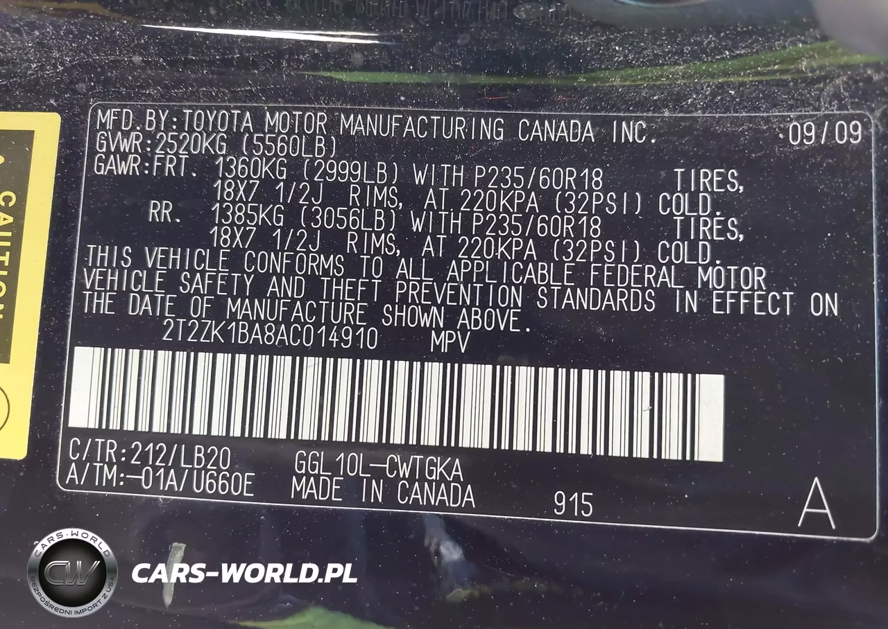 2010 Lexus Rx 350 VIN:2T2ZK1BA8AC014910 - 9