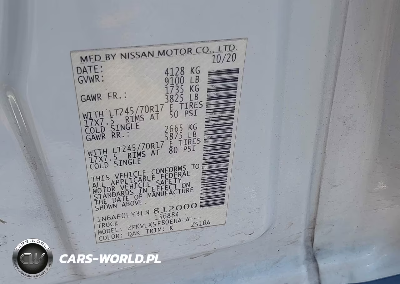 2020 Nissan Nv Cargo Nv2500 Hd Sv High Roof V8 VIN:1N6AF0LY3LN812000 - 9
